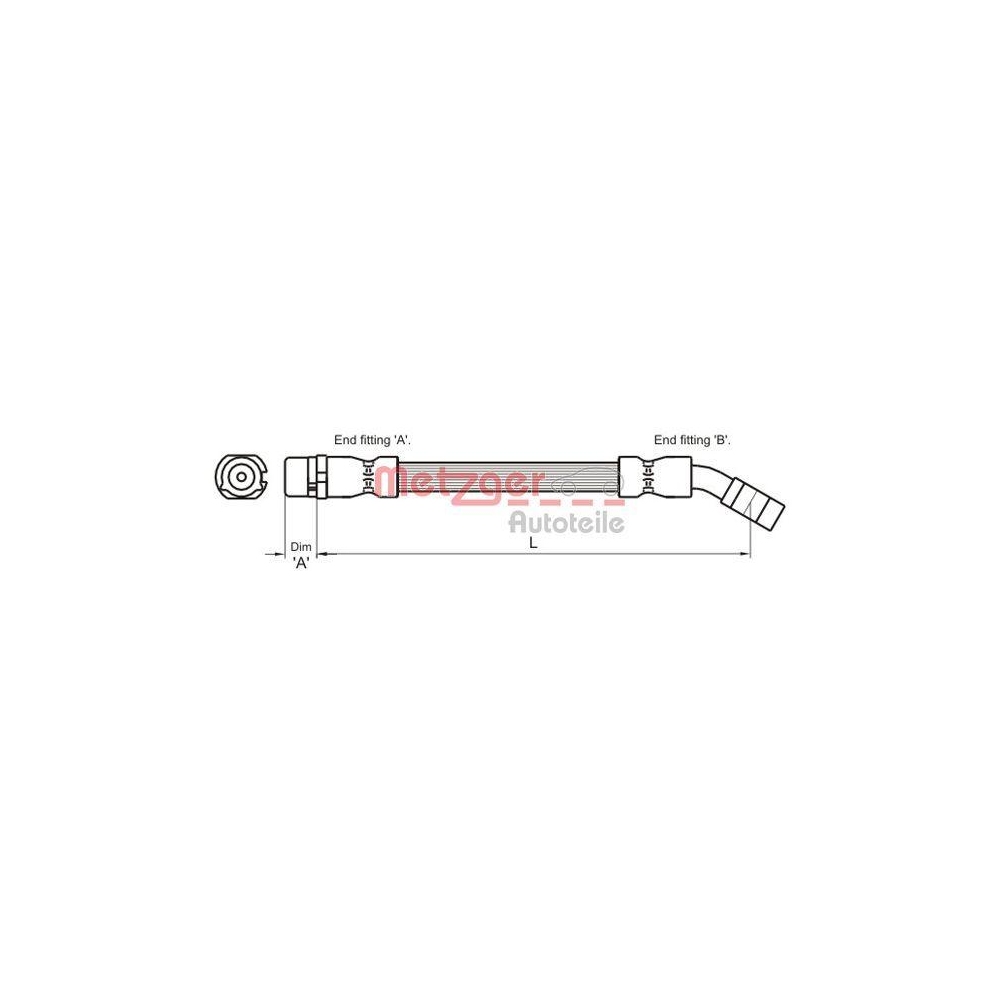 Bremsschlauch METZGER 4112834 für OPEL, Vorderachse links, Vorderachse rechts