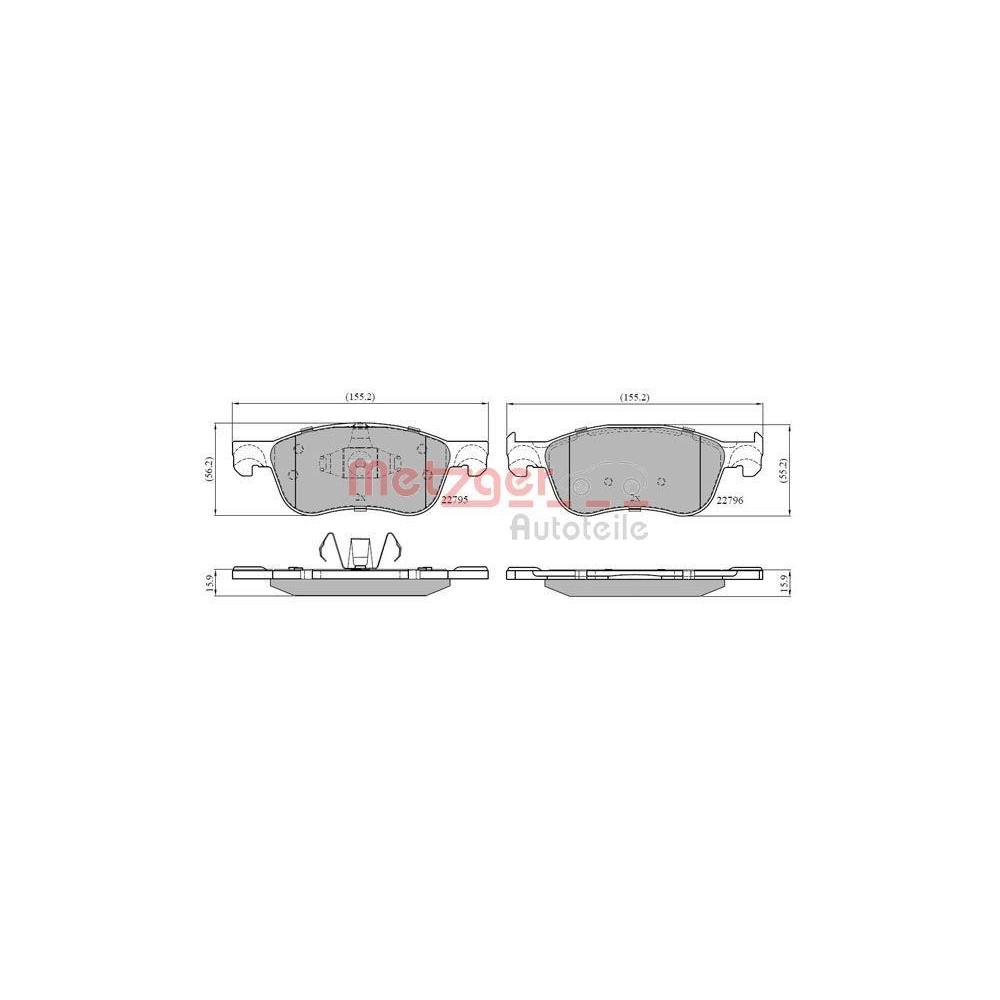 Bremsbelagsatz, Scheibenbremse METZGER 1170891 GREENPARTS für FORD, Vorderachse