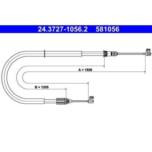 Seilzug, Feststellbremse ATE 24.3727-1056.2 für RENAULT, hinten links
