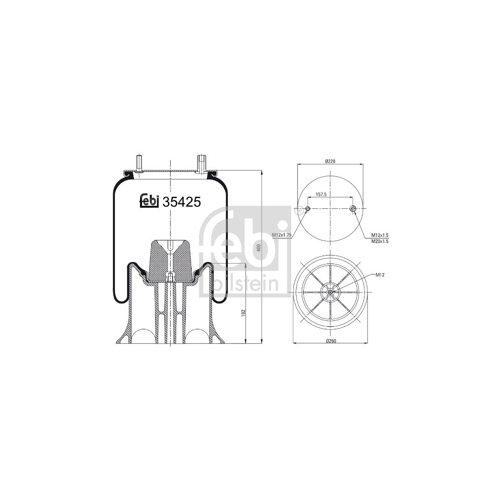Febi Bilstein 39425 Luftfederbalg mit Kunststoffkolben , 1 Stück