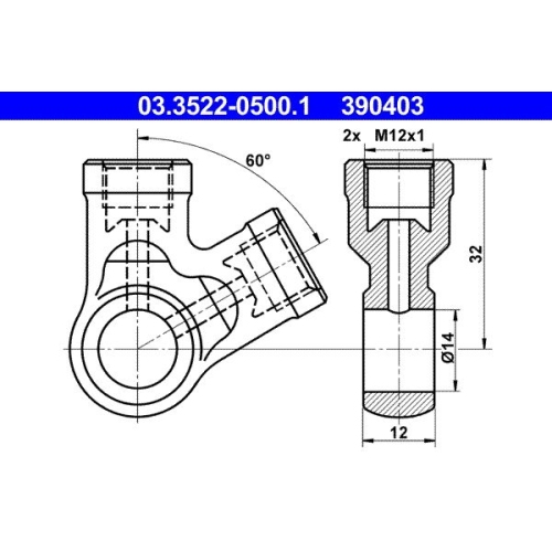 Ringstutzen, Rohrleitung ATE 03.3522-0500.1 für BUESSING HANOMAG MERCEDES-BENZ