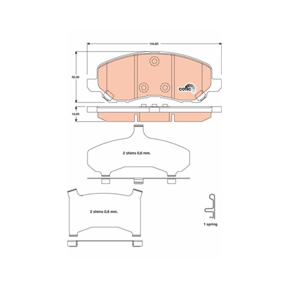 Bremsbelagsatz, Scheibenbremse TRW GDB4142 COTEC für CHRYSLER DODGE MITSUBISHI