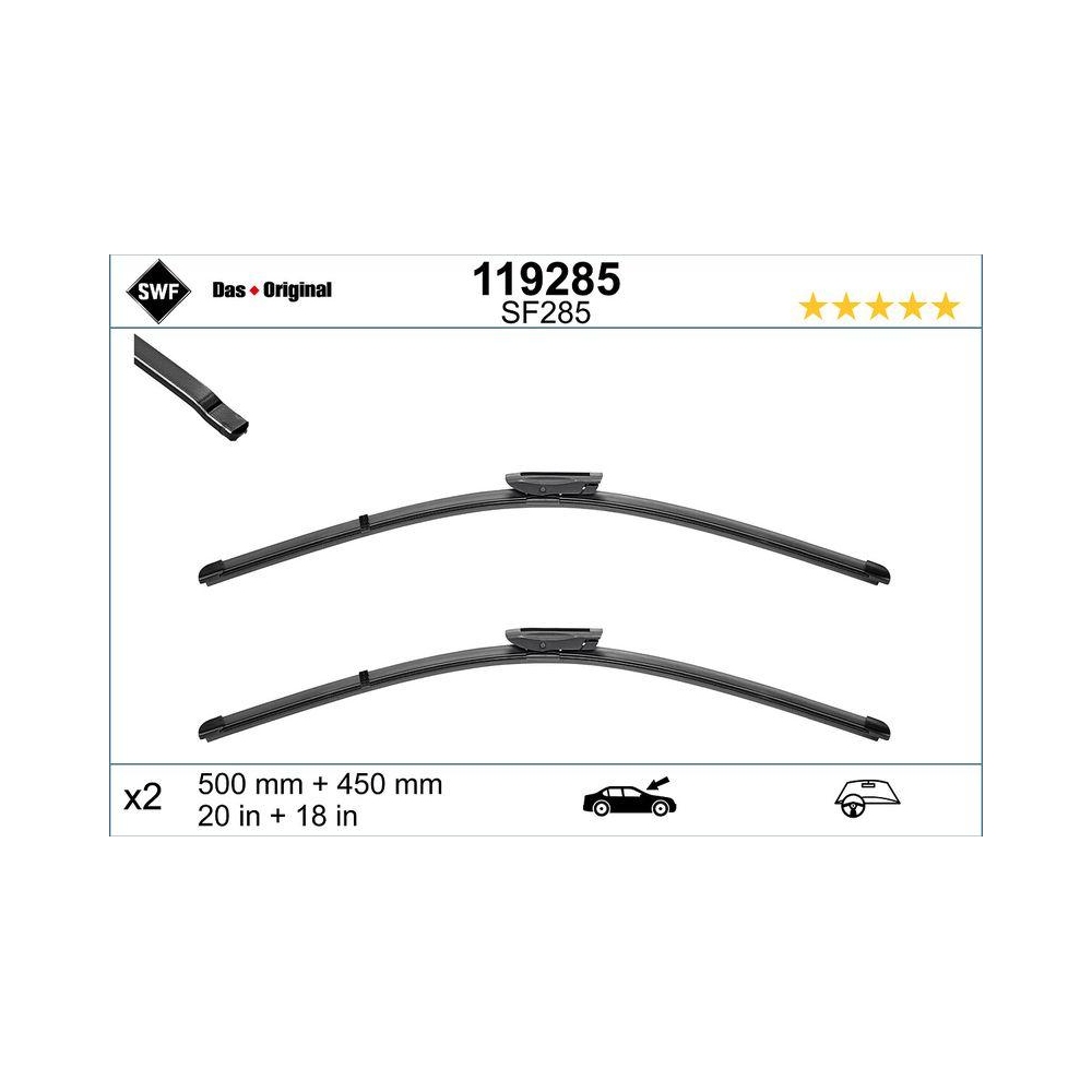 Wischblatt SWF 119285 ORIGINAL VISIOFLEX SET für RENAULT, vorne