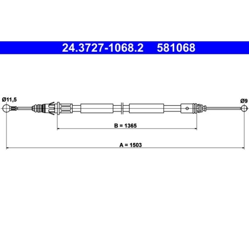 Seilzug, Feststellbremse ATE 24.3727-1068.2 für NISSAN OPEL RENAULT