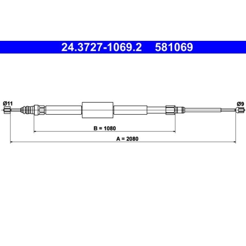 Seilzug, Feststellbremse ATE 24.3727-1069.2 für RENAULT, hinten