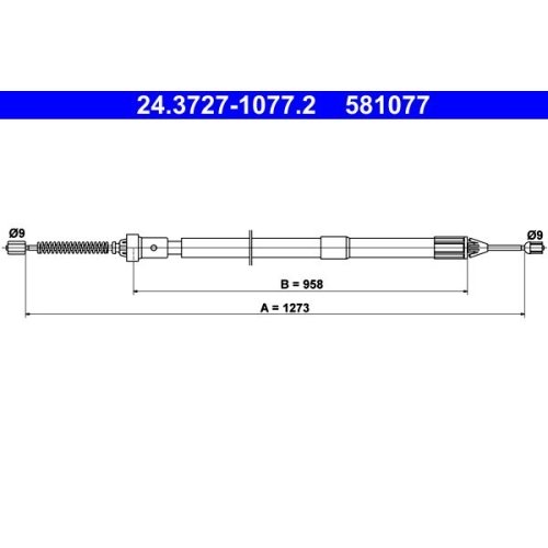 Seilzug, Feststellbremse ATE 24.3727-1077.2 für RENAULT, hinten links