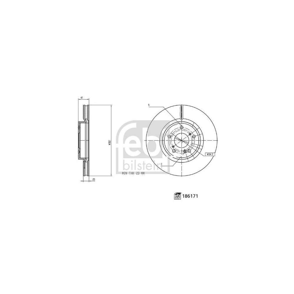 Bremsscheibe FEBI BILSTEIN 186171 für HONDA, Vorderachse