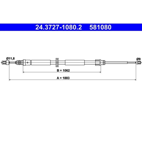 Seilzug, Feststellbremse ATE 24.3727-1080.2 für RENAULT, hinten