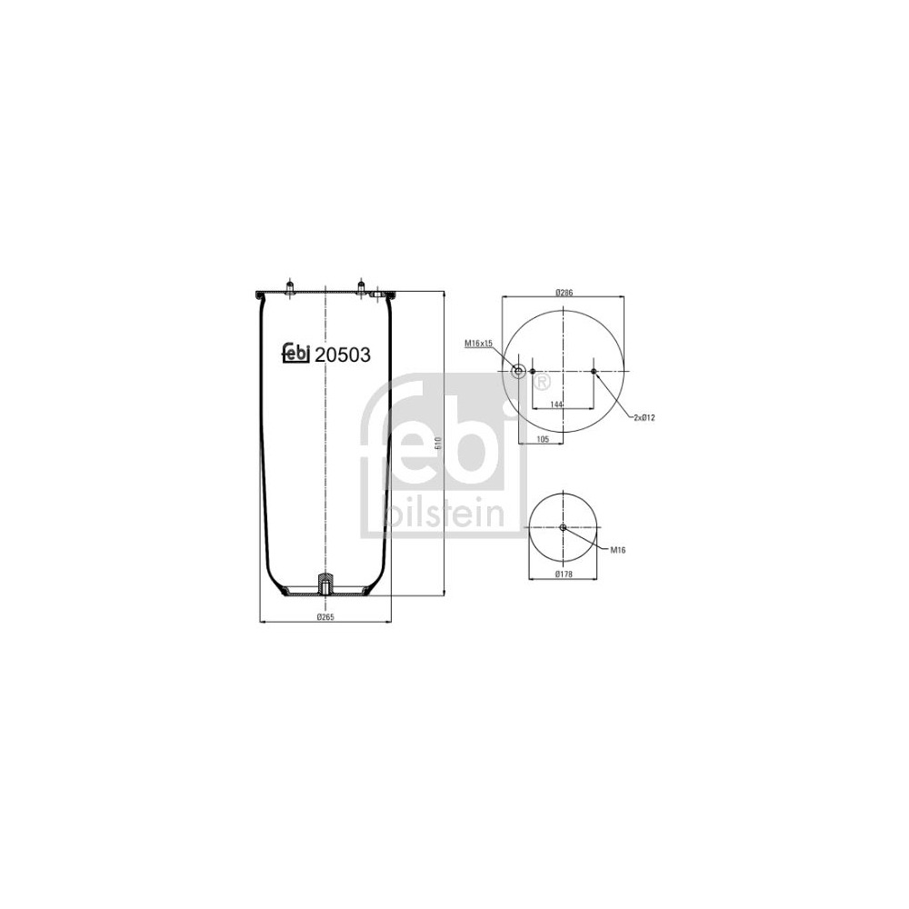 Febi Bilstein 20503 Luftfederbalg ohne Kolben , 1 Stück