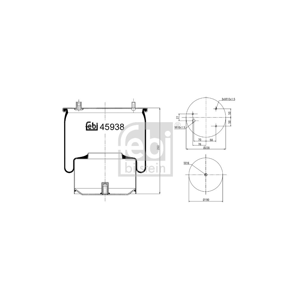 Febi Bilstein 45938 Luftfederbalg mit Stahlkolben , 1 Stück