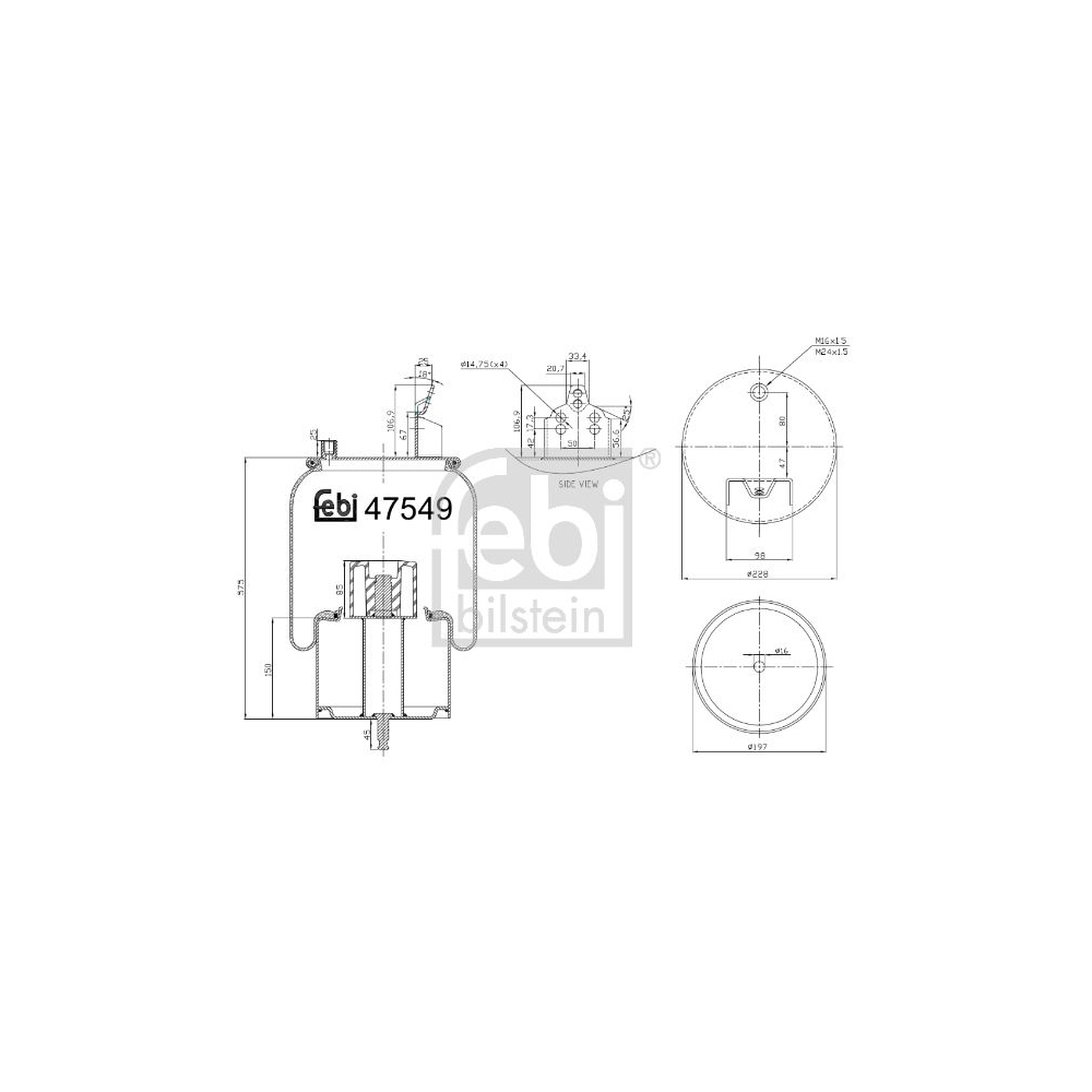 Febi Bilstein 1x 47549 Luftfederbalg mit Stahlkolben