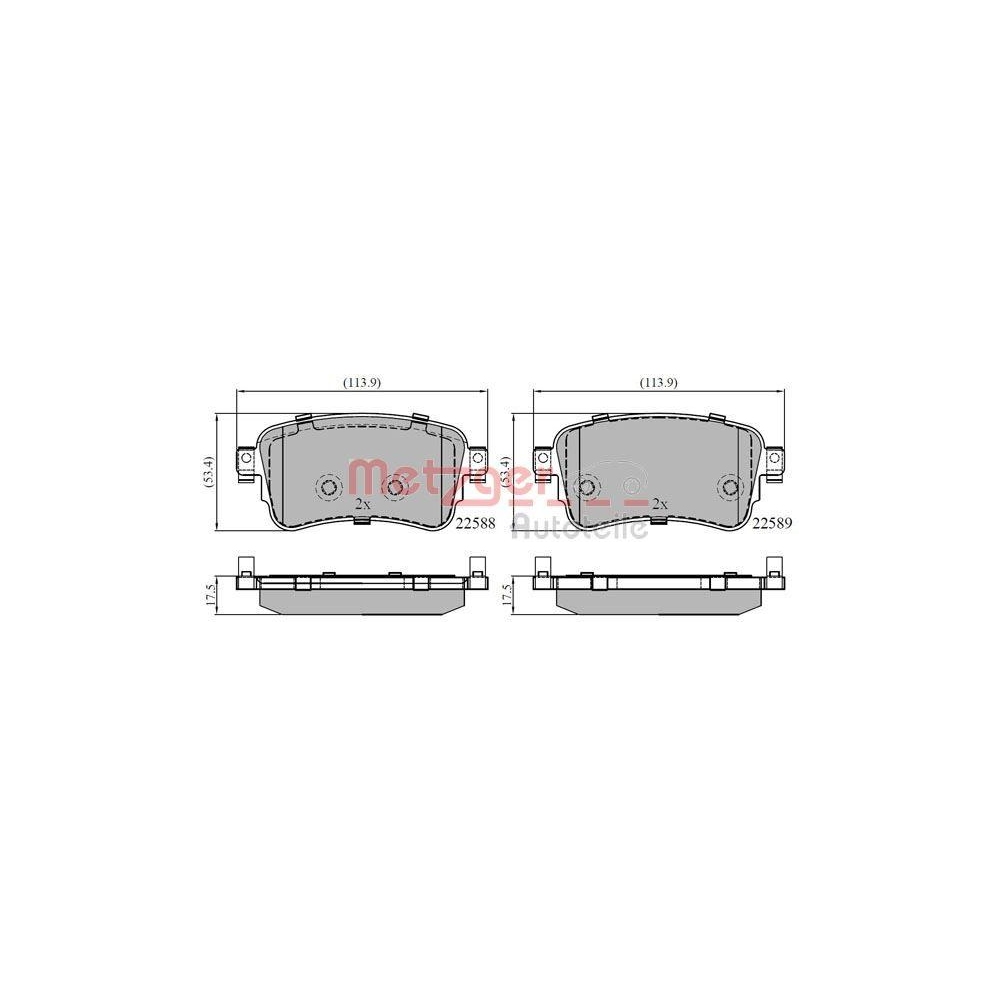 Bremsbelagsatz, Scheibenbremse METZGER 1170901 für CITROËN OPEL PEUGEOT TOYOTA