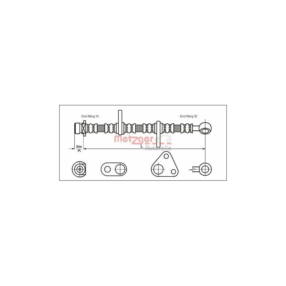 Bremsschlauch METZGER 4113279 für ROVER, Vorderachse rechts