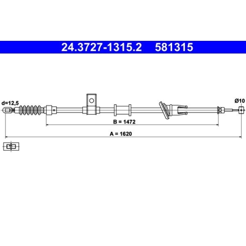 Seilzug, Feststellbremse ATE 24.3727-1315.2 für VOLVO, hinten links