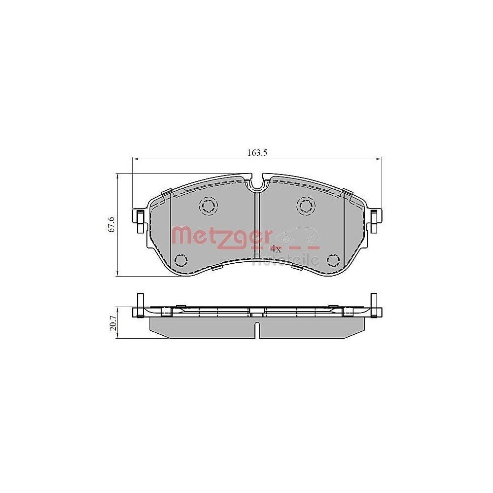 Bremsbelagsatz, Scheibenbremse METZGER 1170906 GREENPARTS für MAN VW VAG