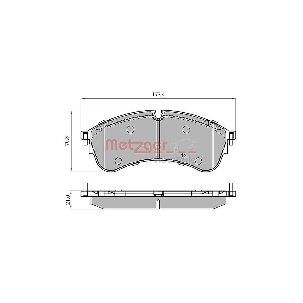 Bremsbelagsatz, Scheibenbremse METZGER 1170907 für MAN VW VAG, Vorderachse