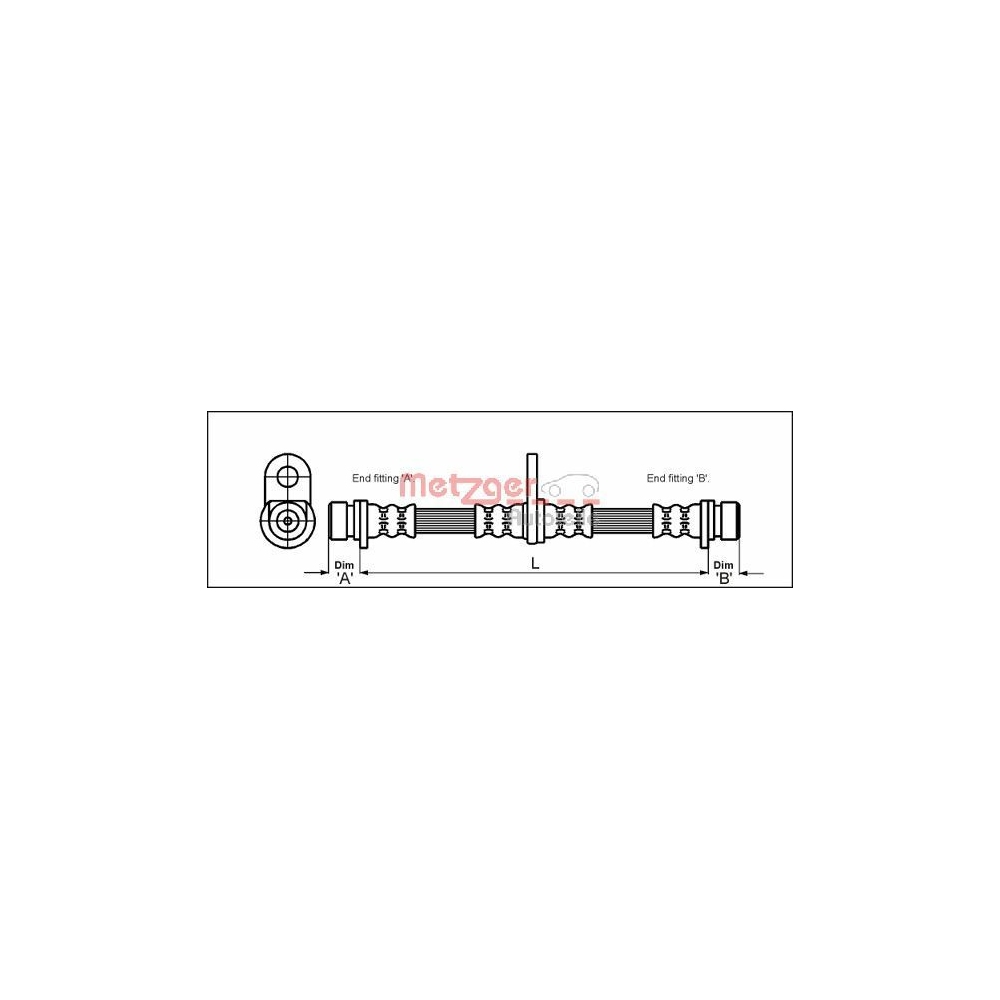 Bremsschlauch METZGER 4113290 für HONDA, Hinterachse links, Hinterachse rechts