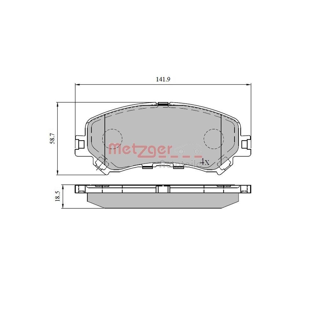 Bremsbelagsatz, Scheibenbremse METZGER 1170908 für RENAULT, Vorderachse