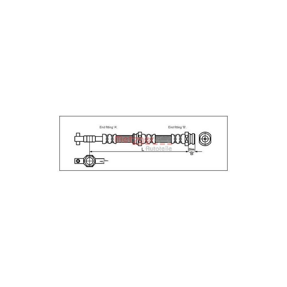 Bremsschlauch METZGER 4113304 für MAZDA, Vorderachse links, Vorderachse rechts