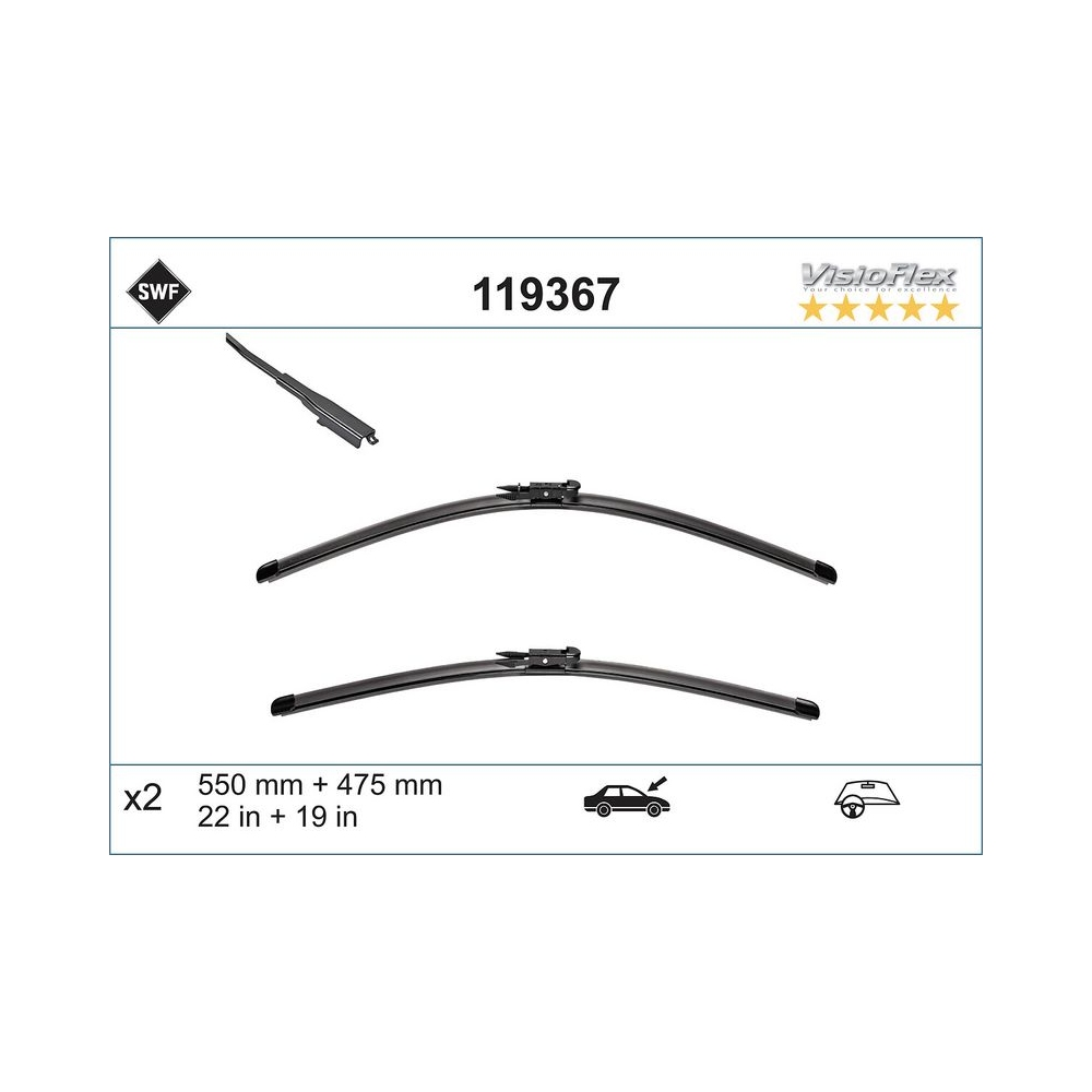 Wischblatt SWF 119367 ORIGINAL VISIOFLEX SET für FIAT, vorne