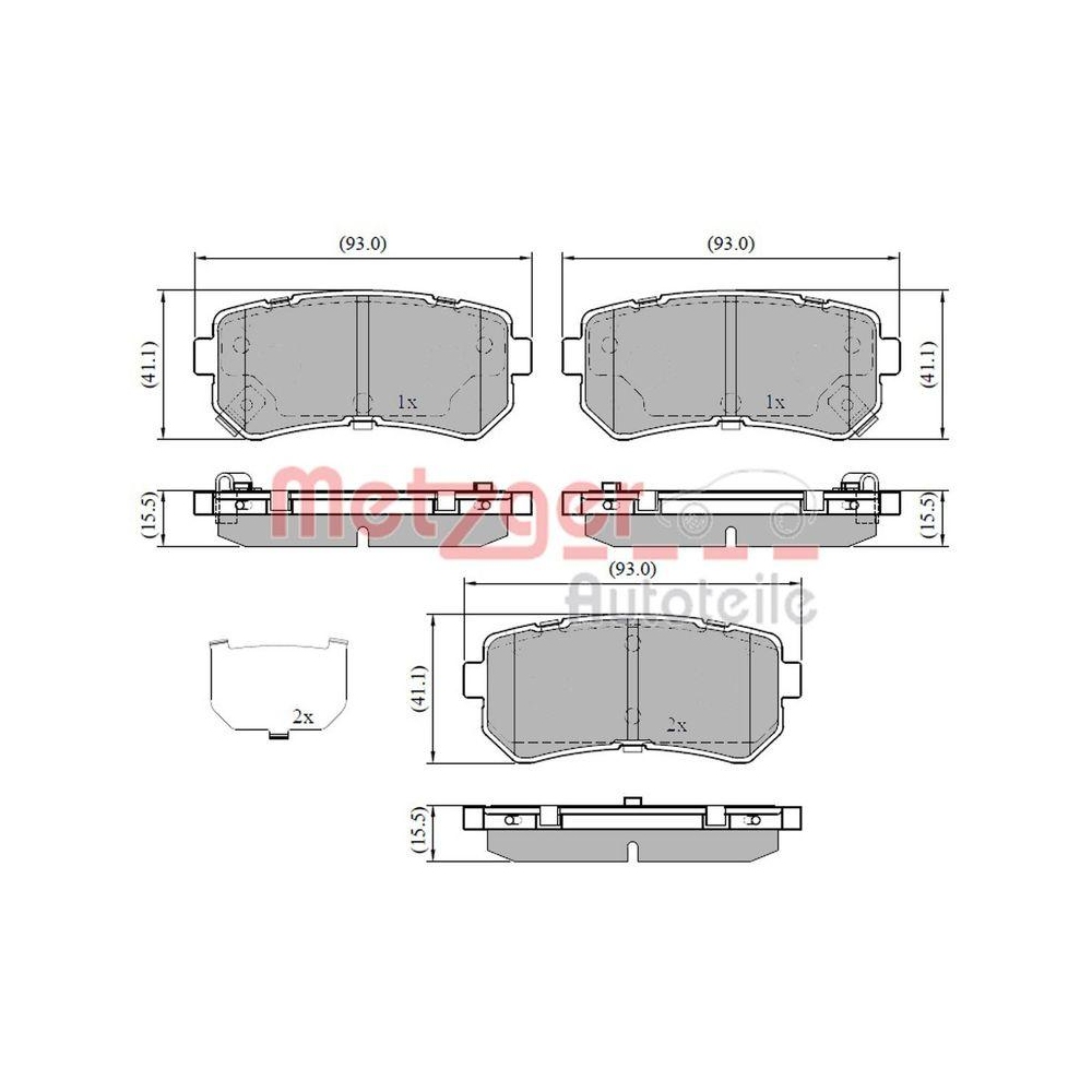 Bremsbelagsatz, Scheibenbremse METZGER 1170912 GREENPARTS für HYUNDAI KIA