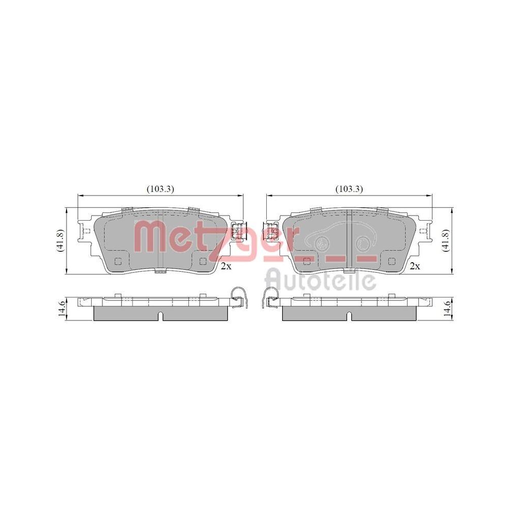 Bremsbelagsatz, Scheibenbremse METZGER 1170913 GREENPARTS für MITSUBISHI