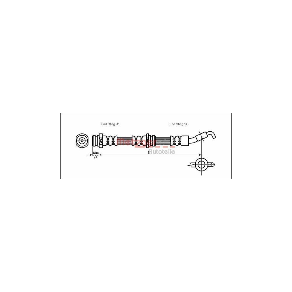 Bremsschlauch METZGER 4113326 für MITSUBISHI, Vorderachse links