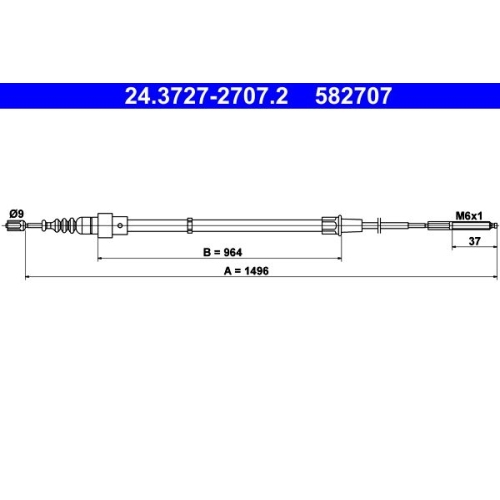 Seilzug, Feststellbremse ATE 24.3727-2707.2 für SEAT VAG, hinten