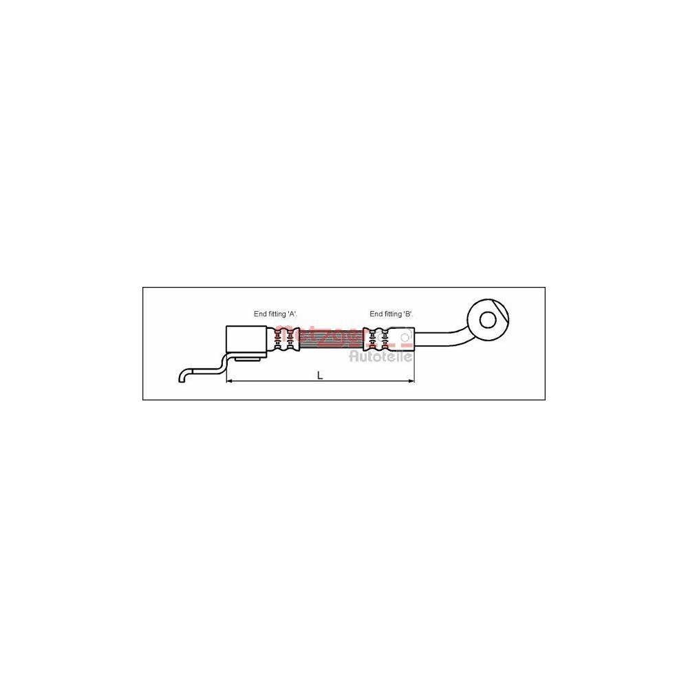 Bremsschlauch METZGER 4113522 für JEEP, Vorderachse links