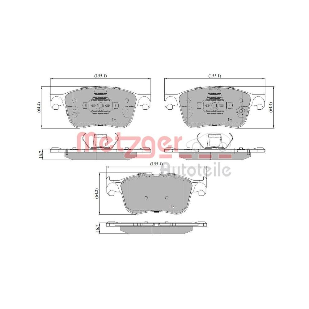 Bremsbelagsatz, Scheibenbremse METZGER 1170919 GREENPARTS für FORD, Vorderachse