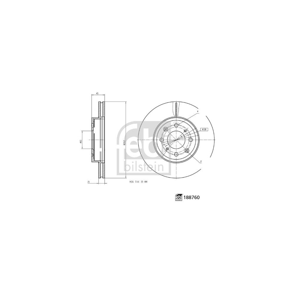 Bremsscheibe FEBI BILSTEIN 188760 für HONDA, Vorderachse