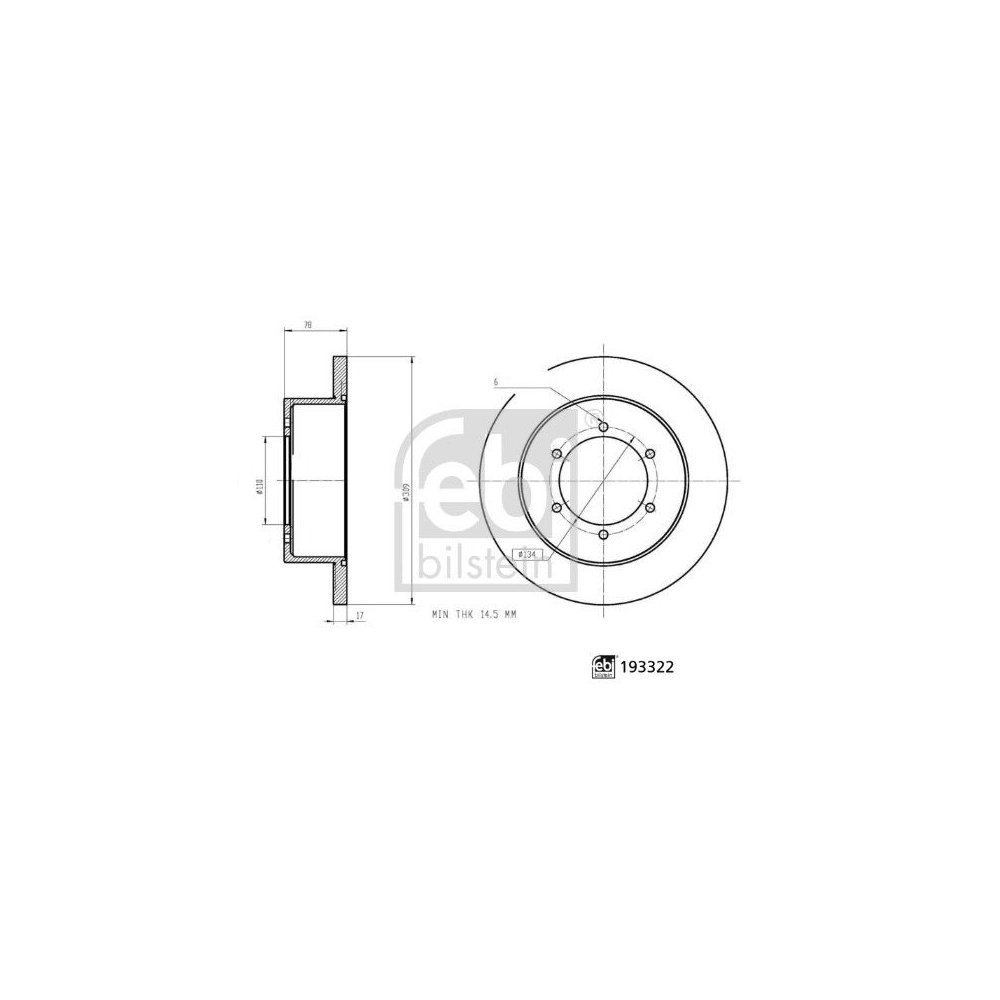 Bremsscheibe FEBI BILSTEIN 193322 für MAXUS, Hinterachse links