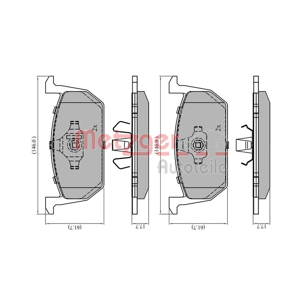 Bremsbelagsatz, Scheibenbremse METZGER 1170925 für AUDI SEAT SKODA VW VAG