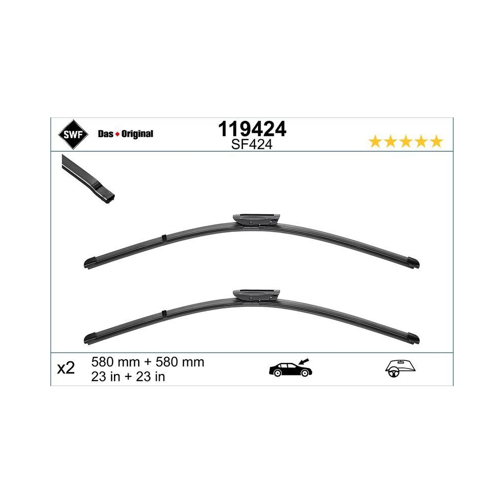 Wischblatt SWF 119424 ORIGINAL VISIOFLEX SET für SAAB, vorne