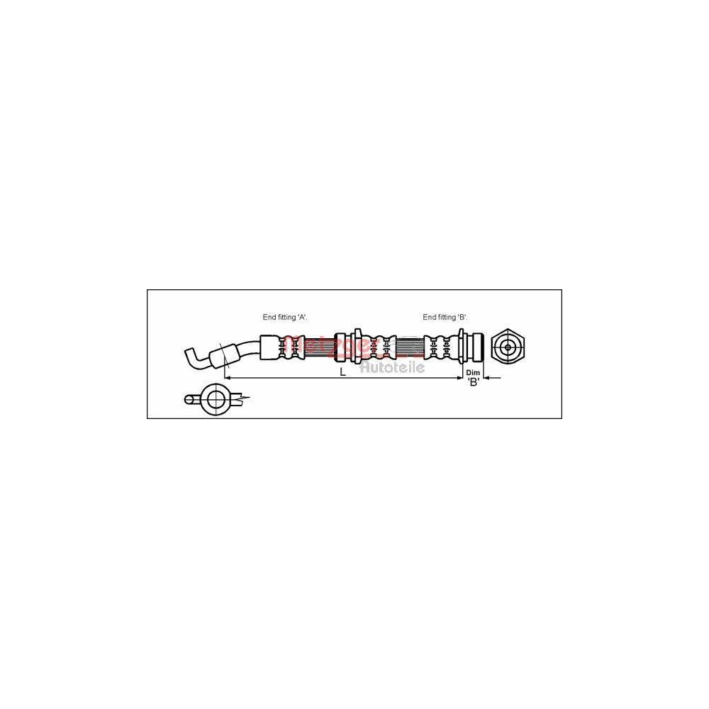 Bremsschlauch METZGER 4114061 für MAZDA, Hinterachse links, Hinterachse rechts