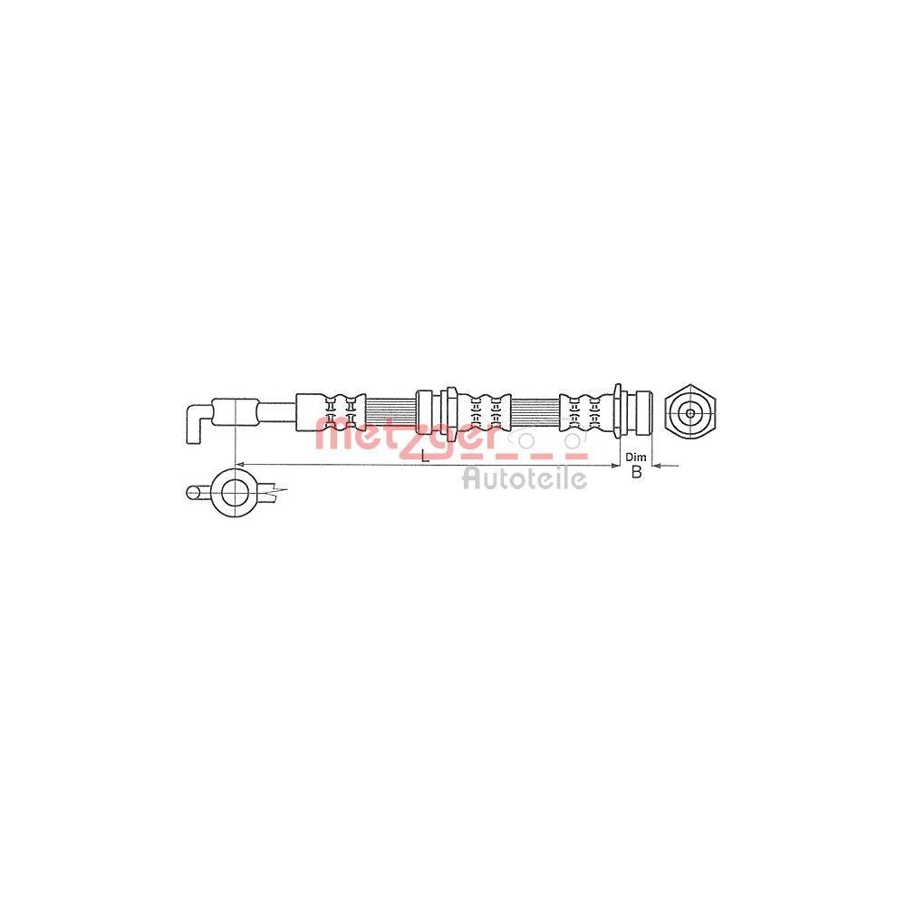 Bremsschlauch METZGER 4114062 für MAZDA, Vorderachse links, Vorderachse rechts