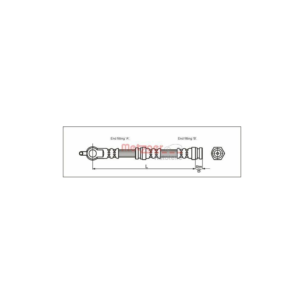 Bremsschlauch METZGER 4114064 für MAZDA, Vorderachse links, Vorderachse rechts