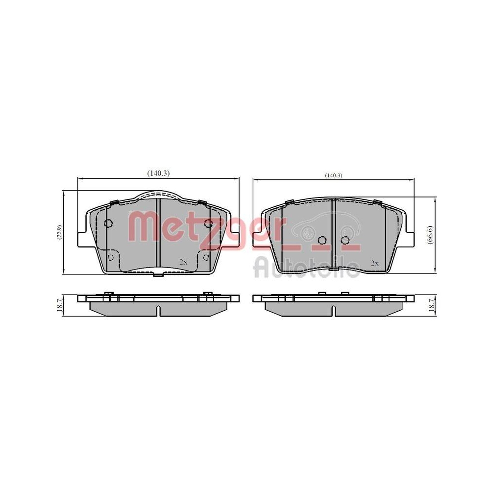 Bremsbelagsatz, Scheibenbremse METZGER 1170934 GREENPARTS für VOLVO, Vorderachse