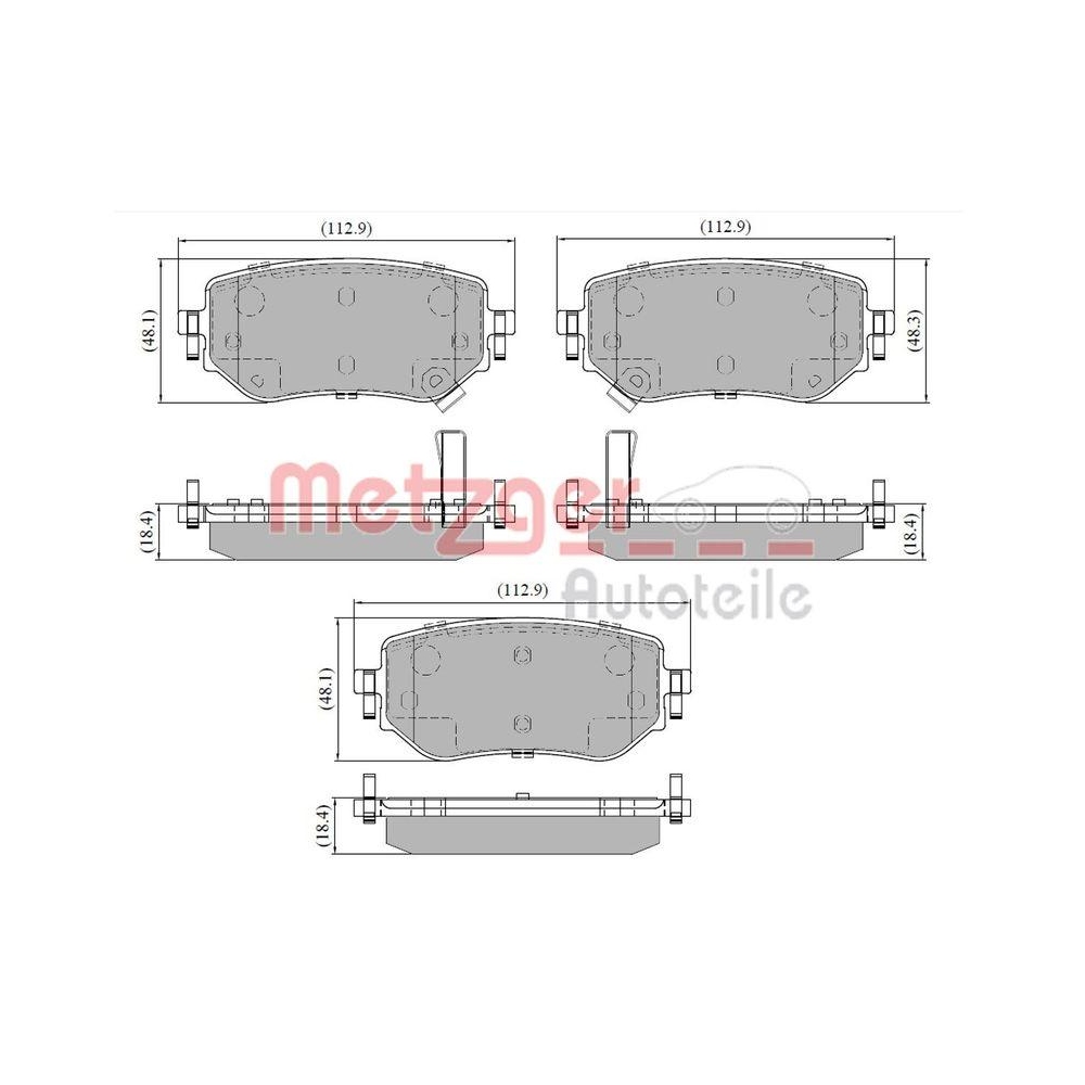 Bremsbelagsatz, Scheibenbremse METZGER 1170937 für MERCEDES-BENZ, Hinterachse