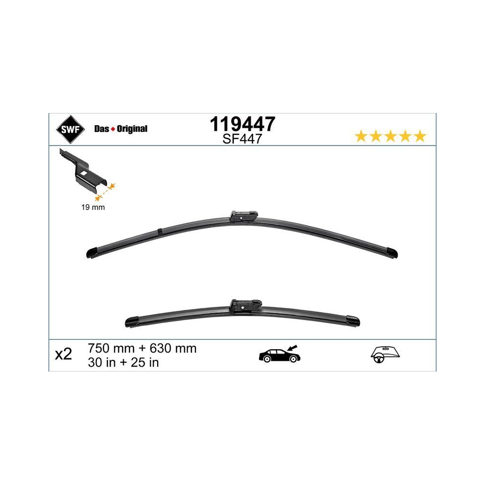 Wischblatt SWF 119447 ORIGINAL VISIOFLEX SET für CITROËN DS, vorne