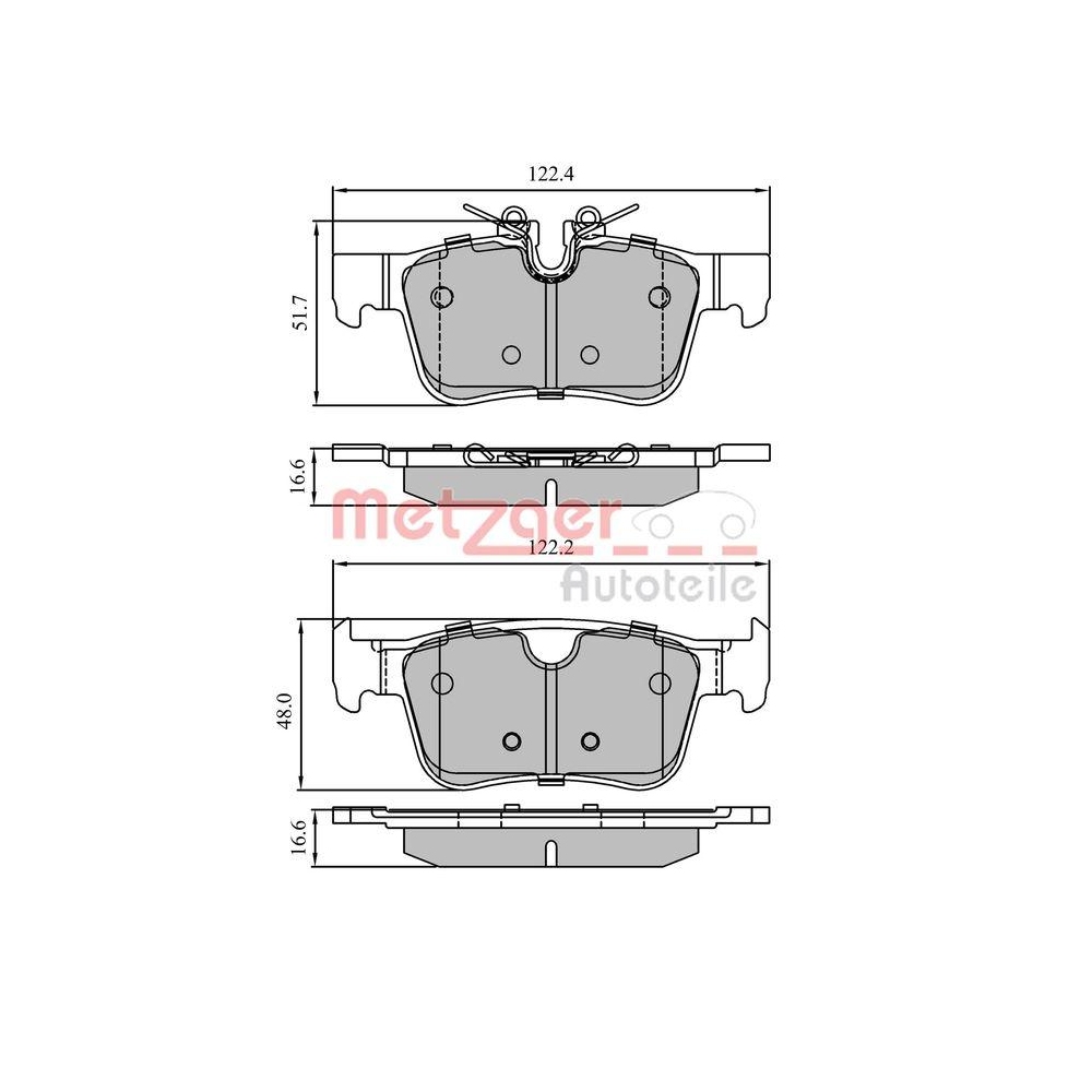 Bremsbelagsatz, Scheibenbremse METZGER 1170939 GREENPARTS für VOLVO, Hinterachse