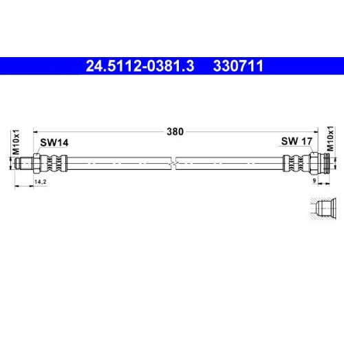 Bremsschlauch ATE 24.5112-0381.3 für PEUGEOT, Vorderachse