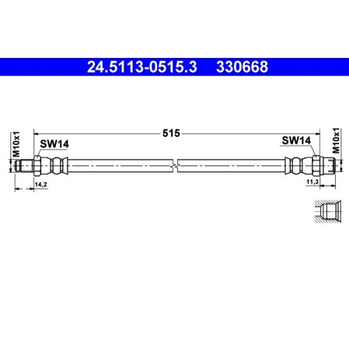 Bremsschlauch ATE 24.5113-0515.3 für MERCEDES-BENZ, Hinterachse