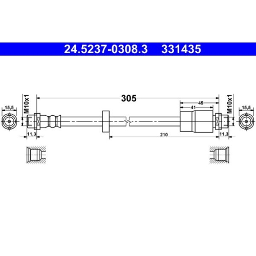 Bremsschlauch ATE 24.5237-0308.3 für SEAT VAG, Vorderachse