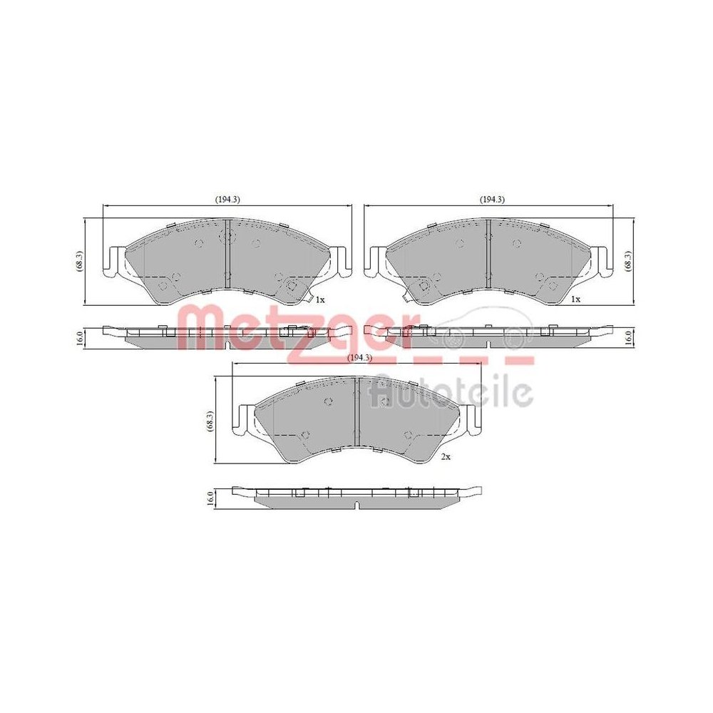 Bremsbelagsatz, Scheibenbremse METZGER 1170946 für FORD MAZDA, Vorderachse