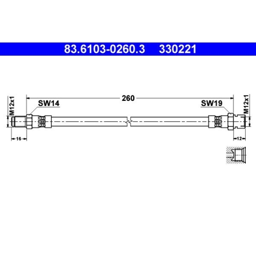 Bremsschlauch ATE 83.6103-0260.3 für BUESSING MAN