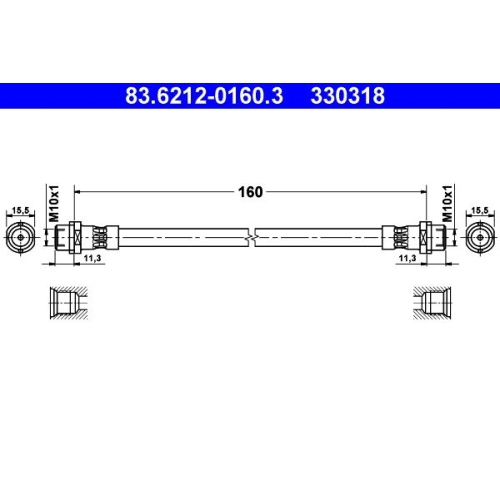 Bremsschlauch ATE 83.6212-0160.3 für VAG, Hinterachse