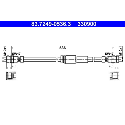 Bremsschlauch ATE 83.7249-0536.3 für VAG, Vorderachse