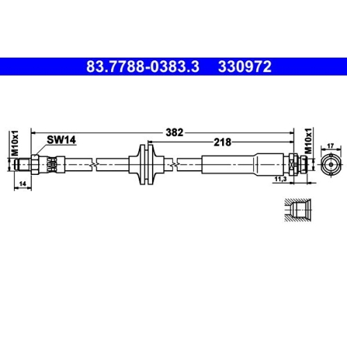 Bremsschlauch ATE 83.7788-0383.3 für MAZDA VOLVO, Hinterachse, Vorderachse