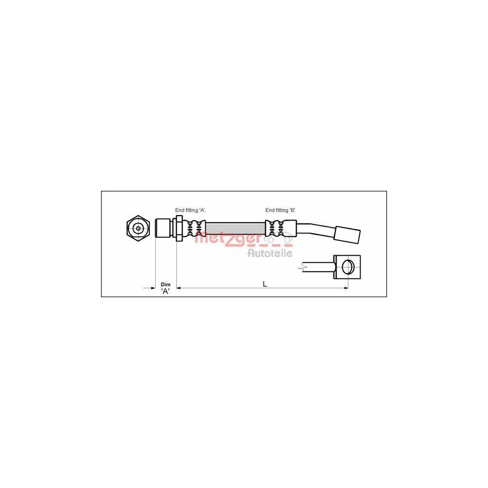 Bremsschlauch METZGER 4114679 für OPEL DAEWOO, Vorderachse links